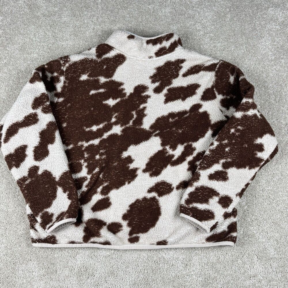 Ariat REAL Womens Cow Print Fleece XXL Berber 1/2 Snap Front Chestnut Fleece 2XL - Picture 5 of 11
